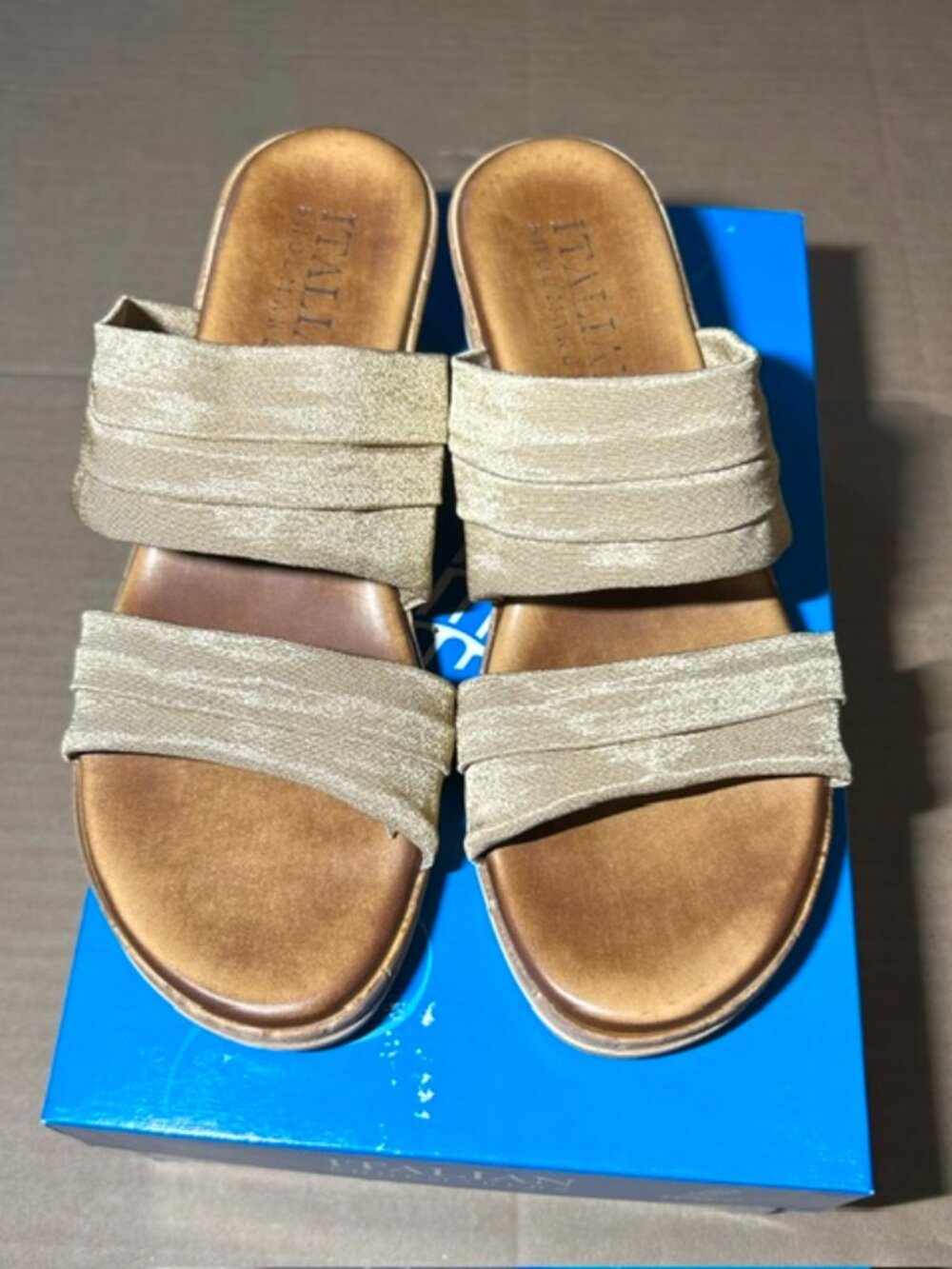 Italian Shoemaker Mady Fabric Wedge Sandals in beige
